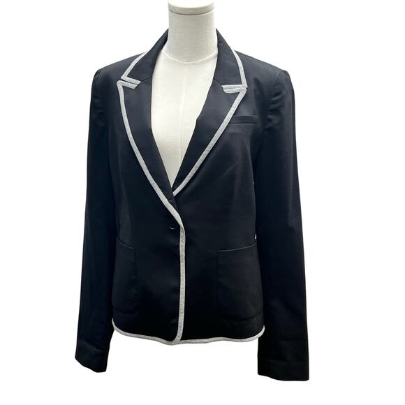 Gap Jackets & Blazers - Gap 98% Wool Piped Lapel Lightweight Black Blazer Sz 10